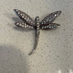 Crystal Dragonfly pendant - Silver Tone